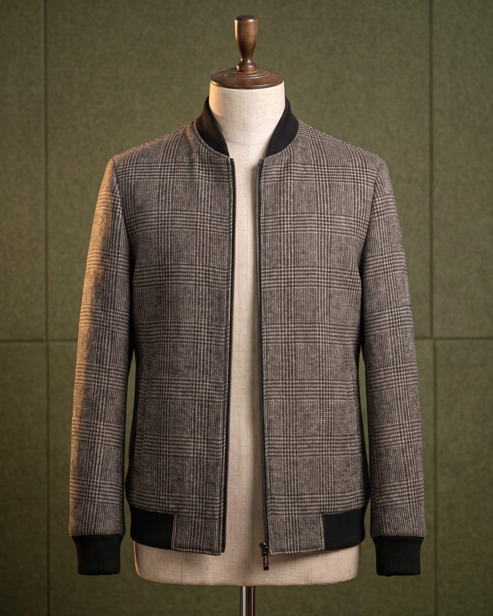 Fabian Glen Plaid Wool-Blend Bomber Jacket