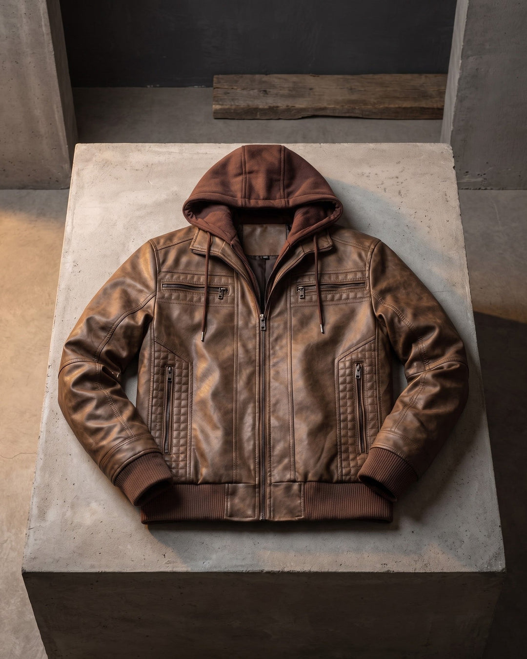 Silvio Leather Hooded Jacket