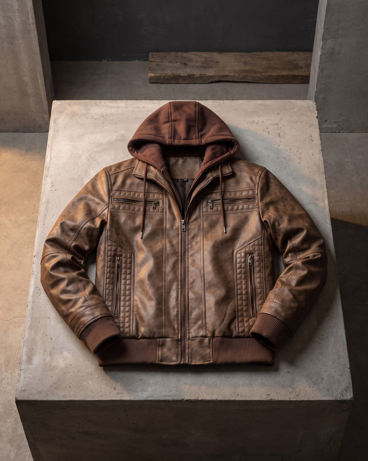 Silvio Leather Hooded Jacket
