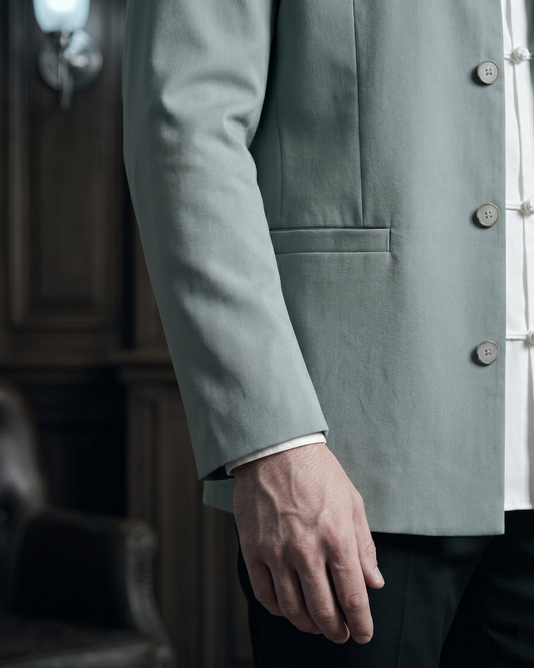 Dante Linen Mandarin Collar Jacket