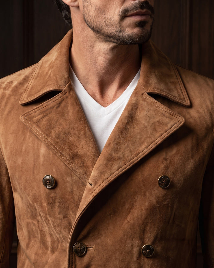 Ermanno Suede Leather Peacoat