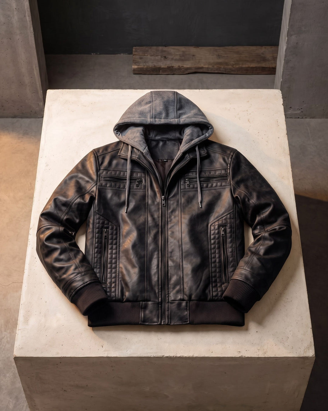 Silvio Leather Hooded Jacket