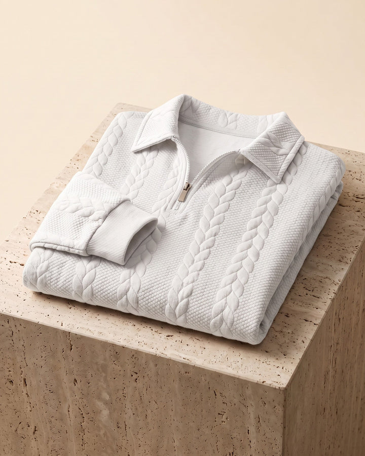 Rinaldo Cable-Jacquard Quarter-Zip