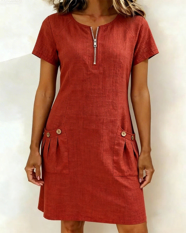 EVELYN™ | Cotton Dress With Zip Fastening