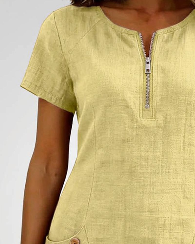 EVELYN™ | Cotton Dress With Zip Fastening