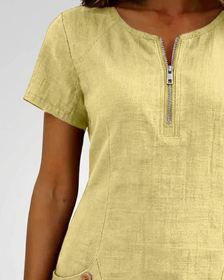 EVELYN™ | Cotton Dress With Zip Fastening