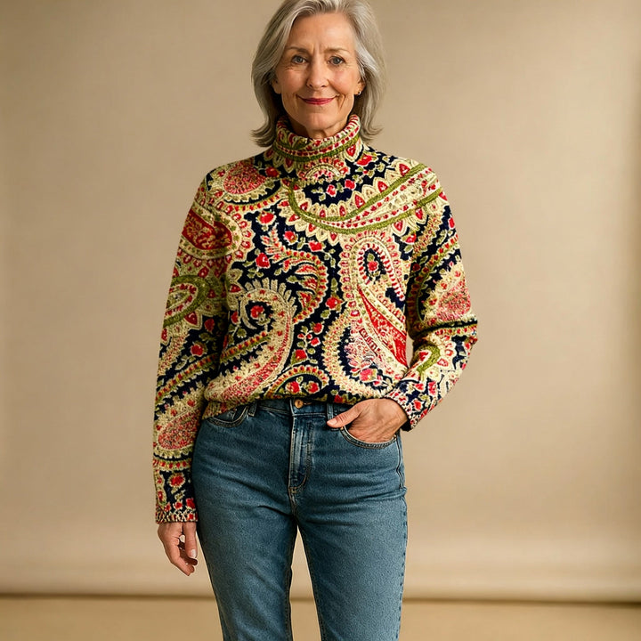 POPPY | VINTAGE FLORAL KNIT TURTLENECK JUMPER