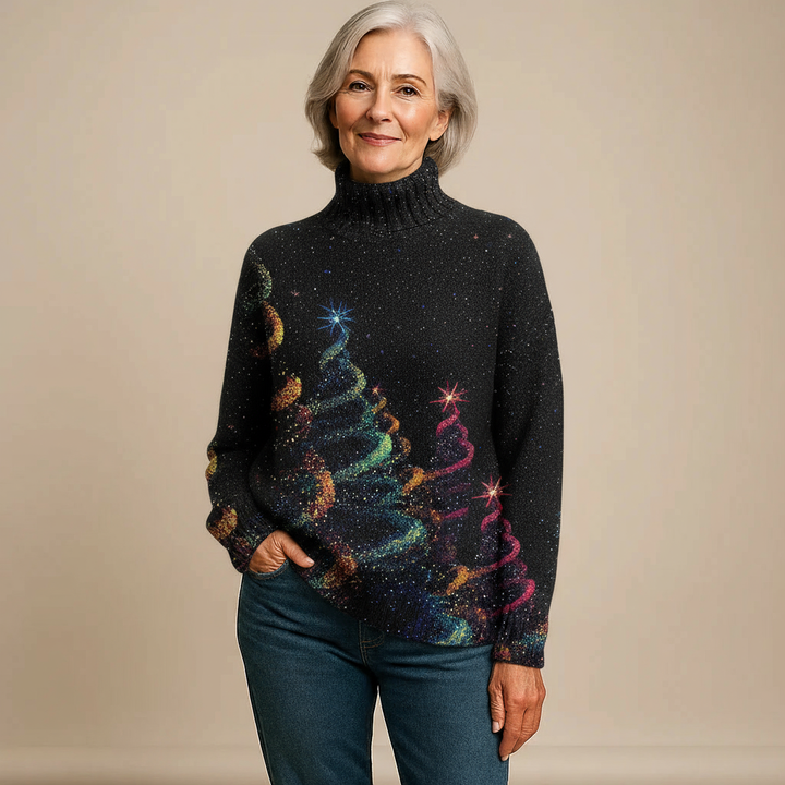 ELLA | GLITTER CHRISTMAS TREE KNIT TURTLENECK JUMPER