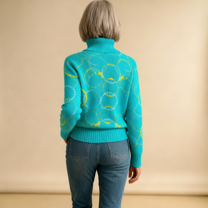 MATILDA | BRIGHT CIRCLE ART PRINT KNIT TURTLENECK PULLOVER JUMPER