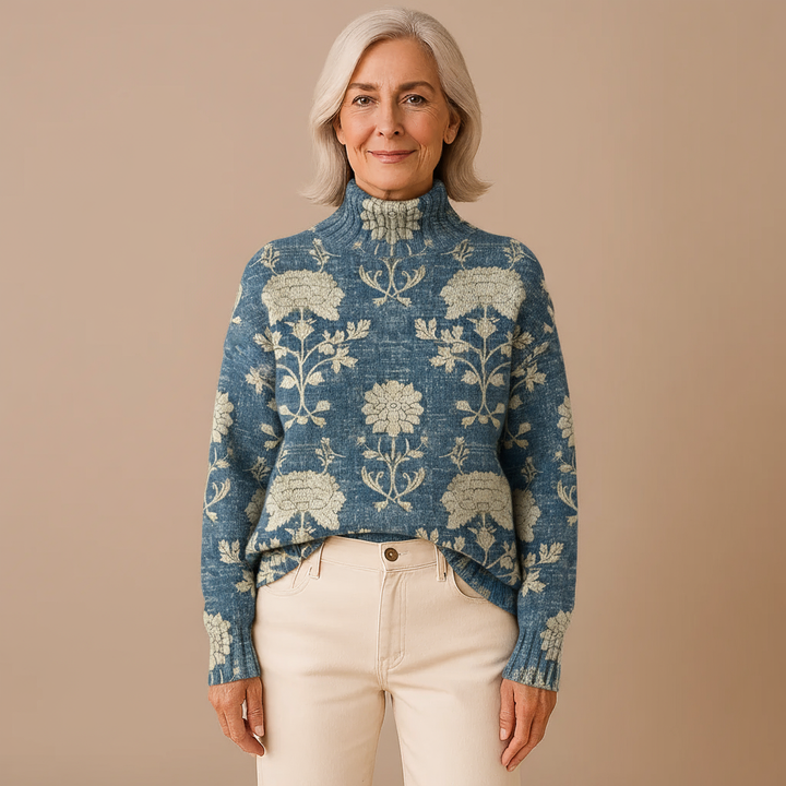 GEORGIA | TIMELESS FLORAL KNIT TURTLENECK JUMPER