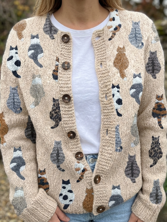 CLEMENTINE | COSY CAT PRINT CARDIGAN