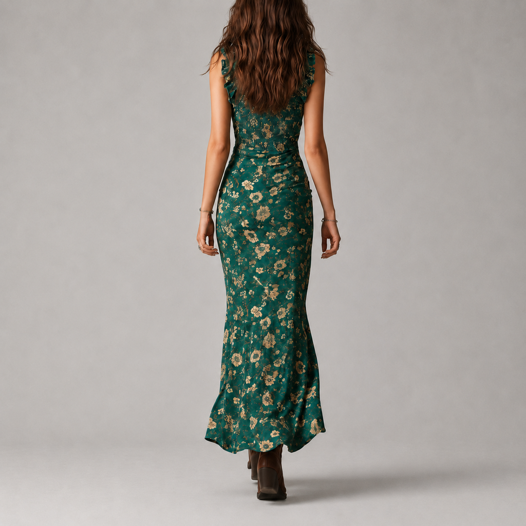 CALLA | BOHEMIAN GREEN PRINTED MAXI DRESS