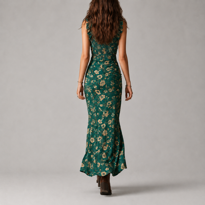 CALLA | BOHEMIAN GREEN PRINTED MAXI DRESS