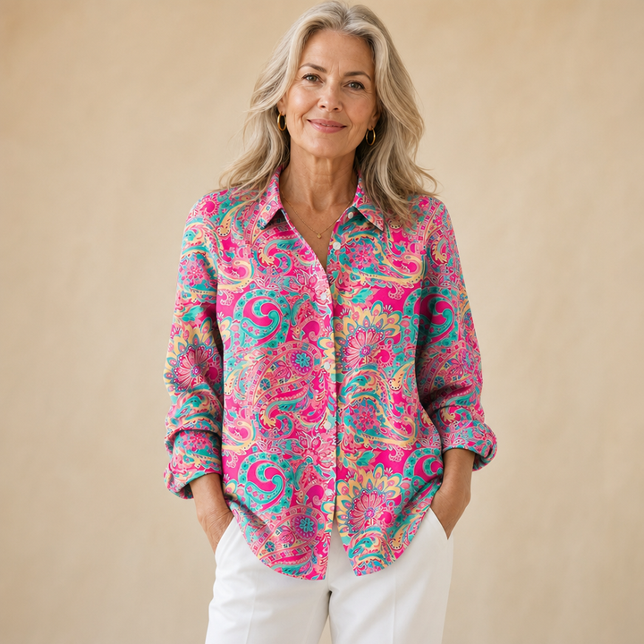Joanna™ | Paisley Print Button-Up Blouse