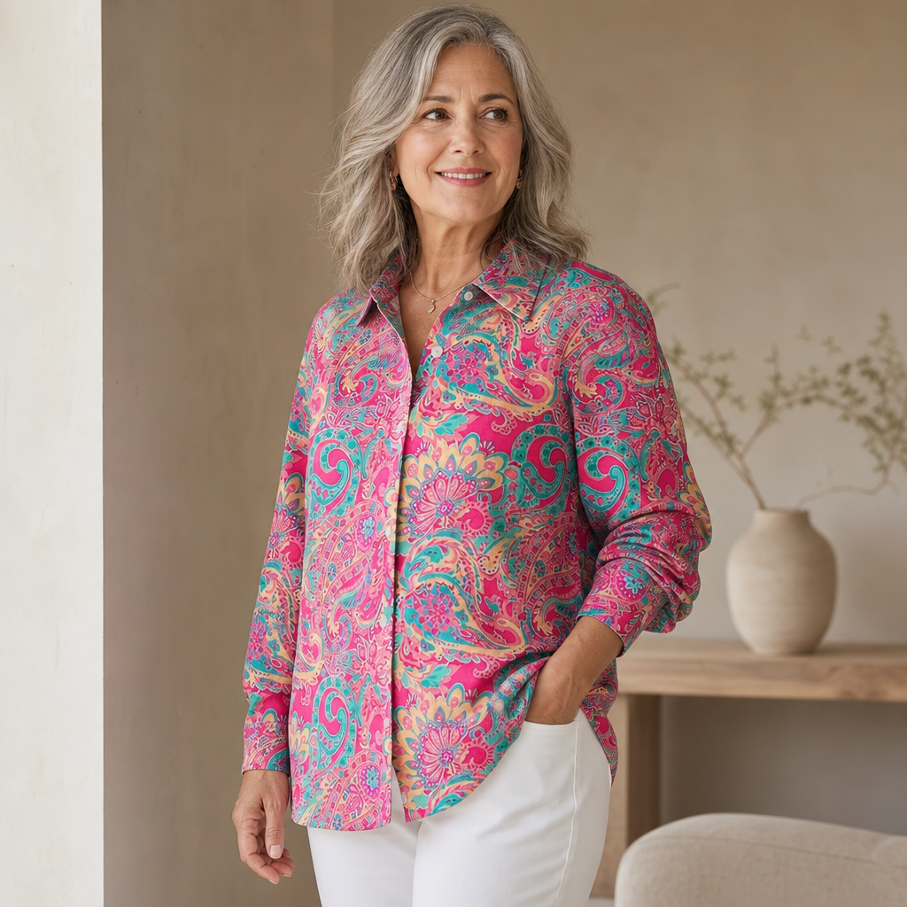 Joanna™ | Paisley Print Button-Up Blouse
