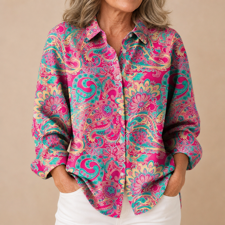 Joanna™ | Paisley Print Button-Up Blouse