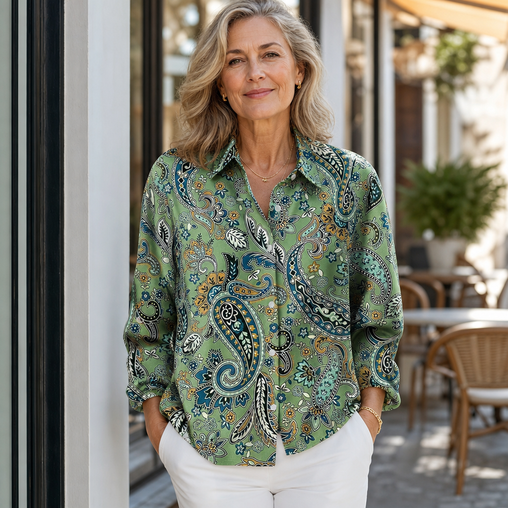 Joanna™ | Paisley Print Button-Up Blouse