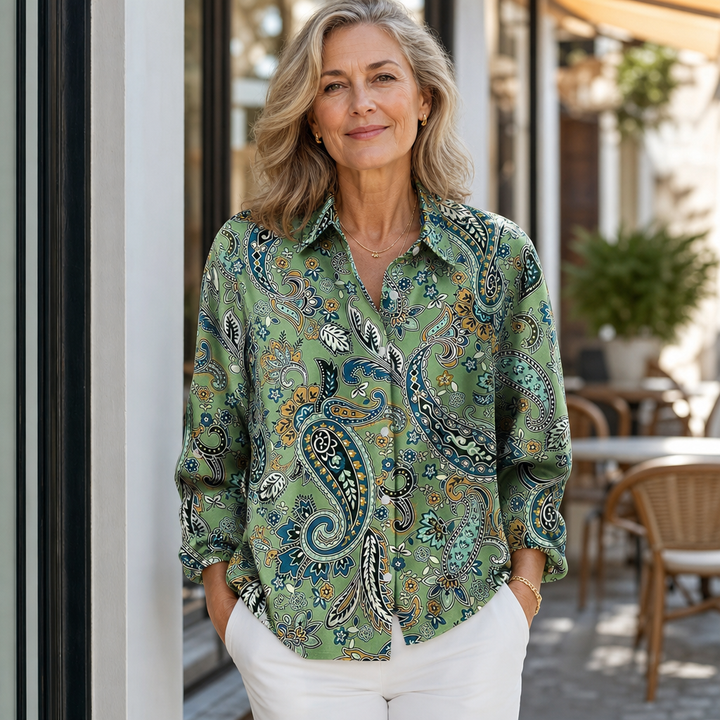 Joanna™ | Paisley Print Button-Up Blouse