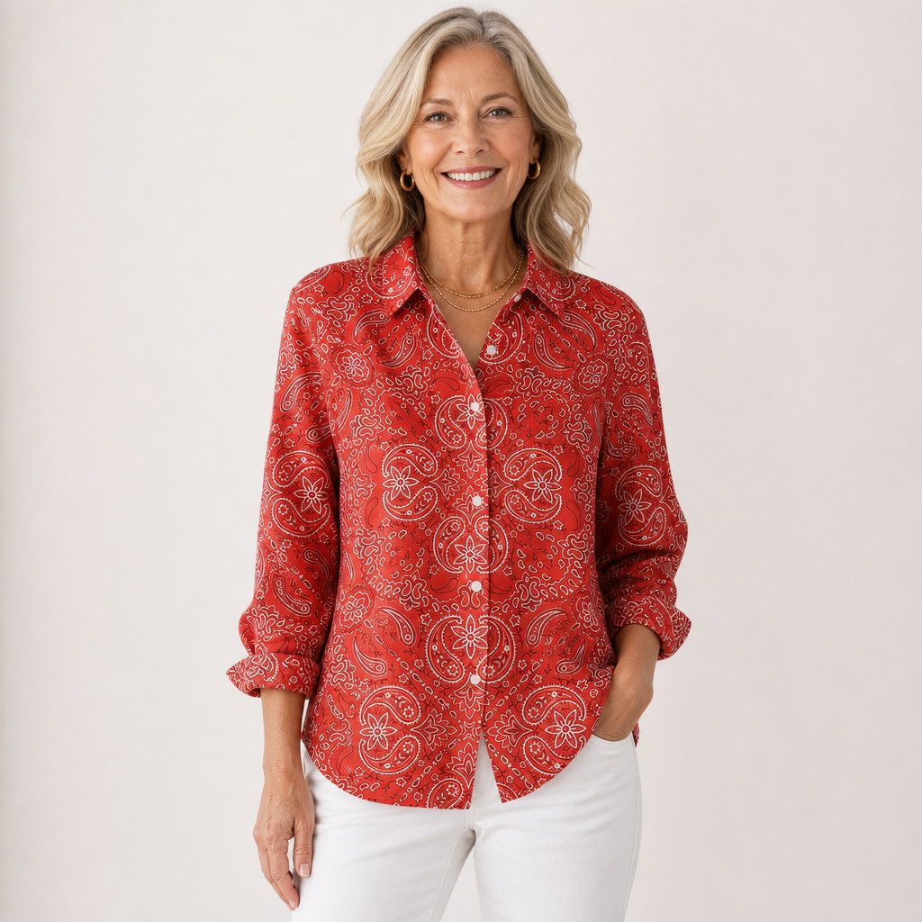 Joanna™ | Paisley Print Button-Up Blouse