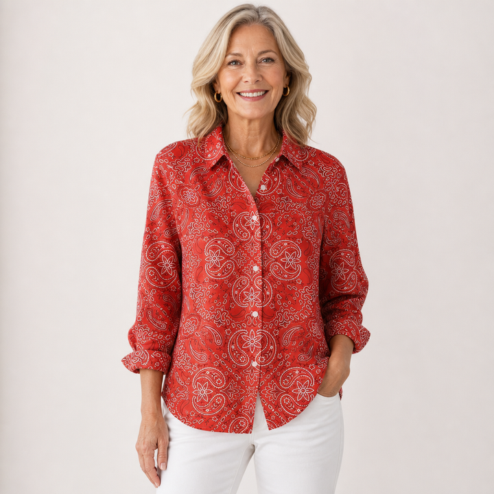Joanna™ | Paisley Print Button-Up Blouse