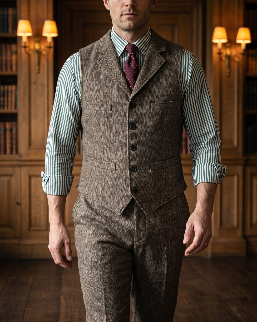 Lucio Herringbone Vest